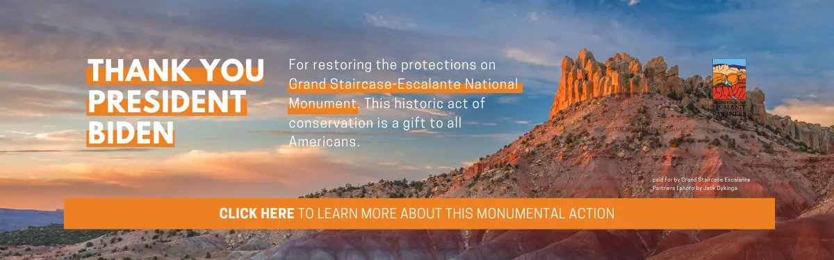 "Thank you President Biden" graphic for public lands restoration.